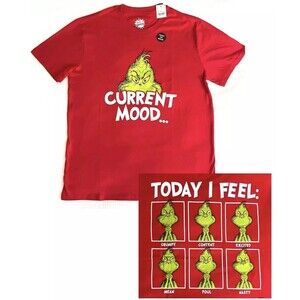 The Grinch Adult Red Current Mood Today I Feel T Shirt Medium NWT